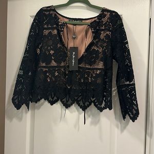 Brand new black lace crop top